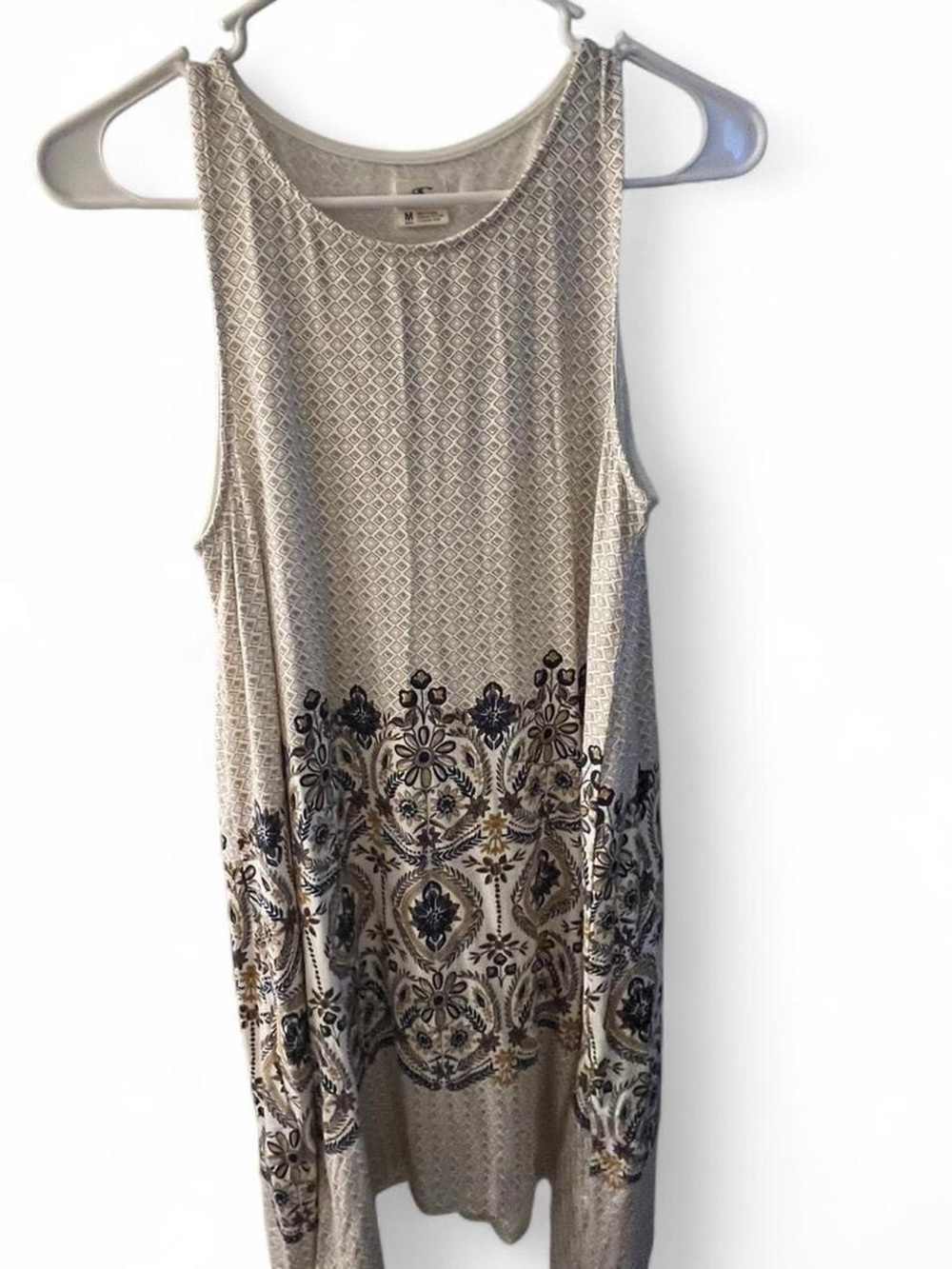 O'Neill Sleeveless Summer Dress in Tan, Navy & Cream - Picture 2 of 5